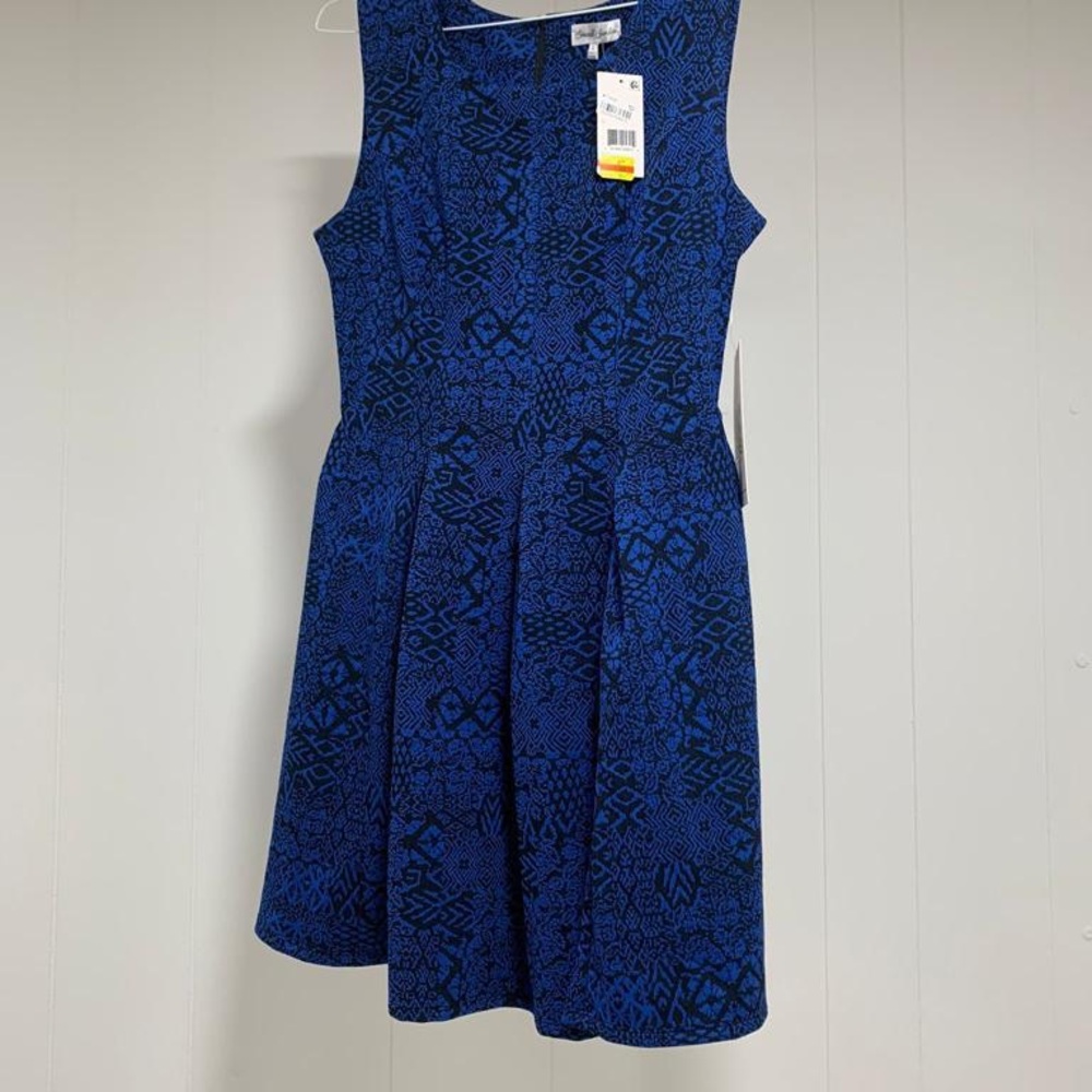 Blue Patterned Sleeveless Dress